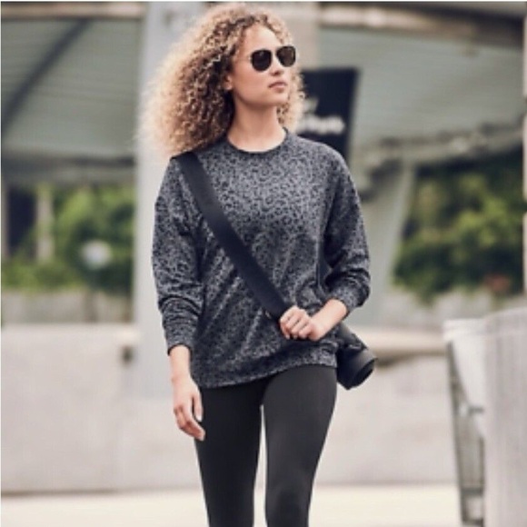 Athleta PURE LUXE LEOPARD PRINT SWEATSHIRT - Picture 2 of 10